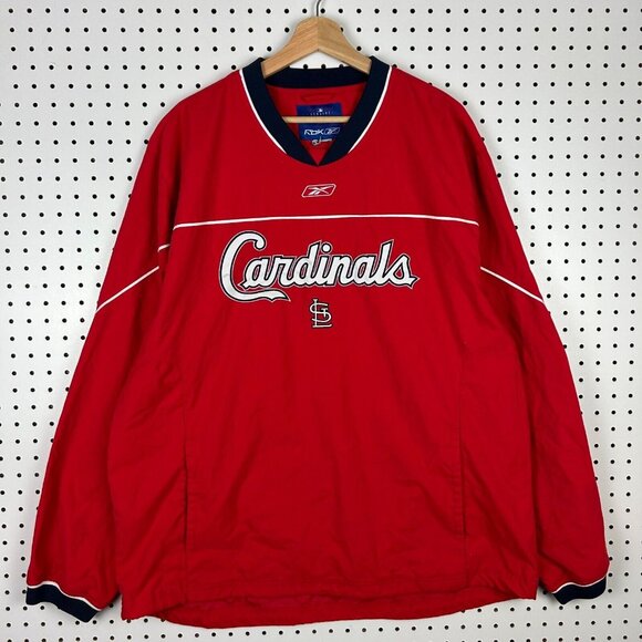 St Louis Cardinals Vtg Windbreaker Jacket Size XL Reebok MLB Red Stitched STL - Picture 1 of 6